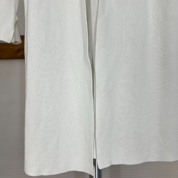 Eileen Fisher Tencel Silk Split‎ Sleeve 3/4 Length Open Cardigan White Sz M - Picture 4 of 14